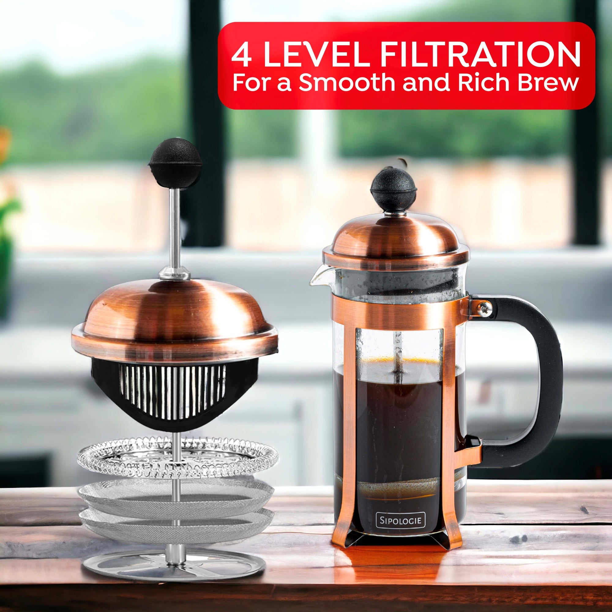 Vintage French Press Coffee Maker, Copper - 350ml