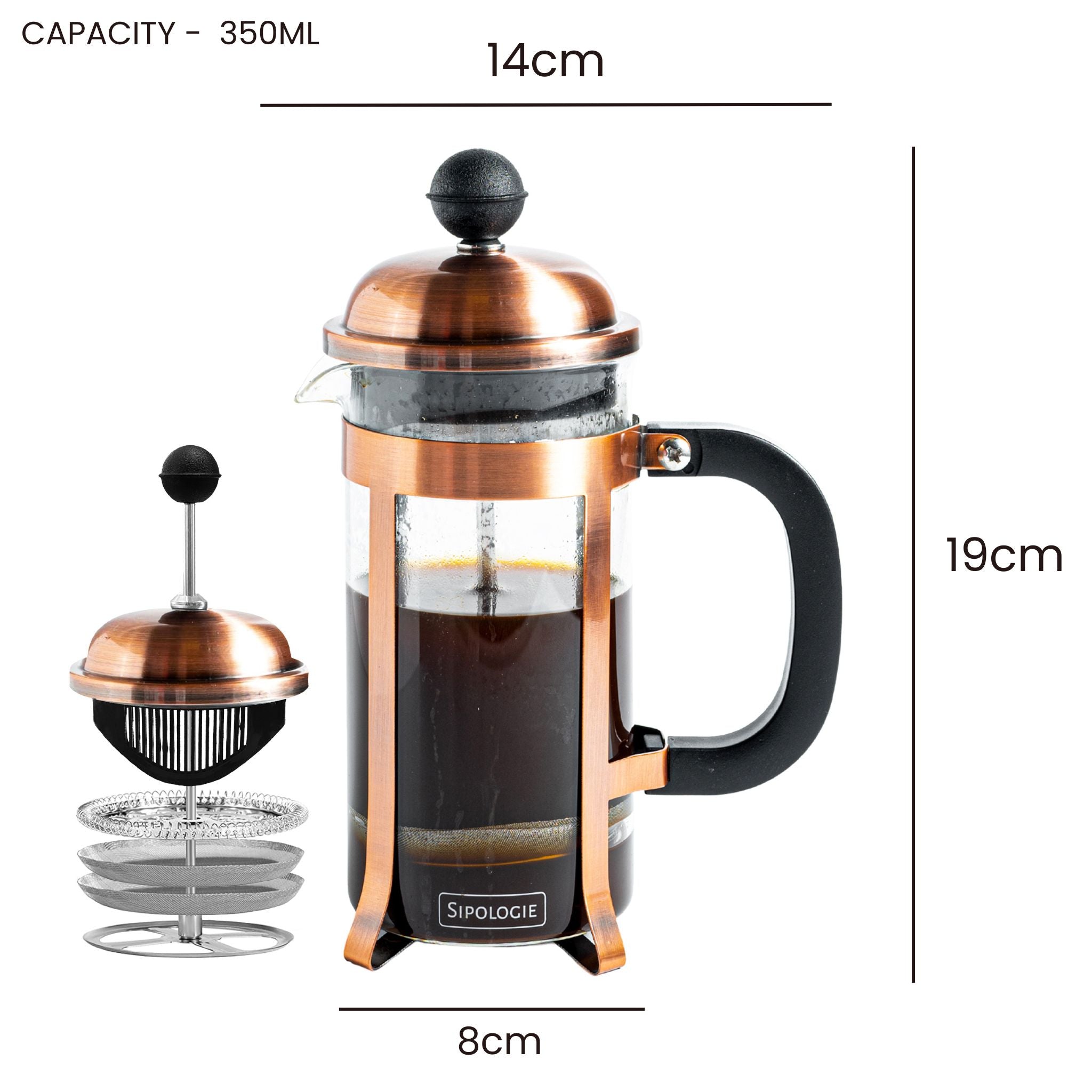 Vintage French Press Coffee Maker, Copper - 350ml
