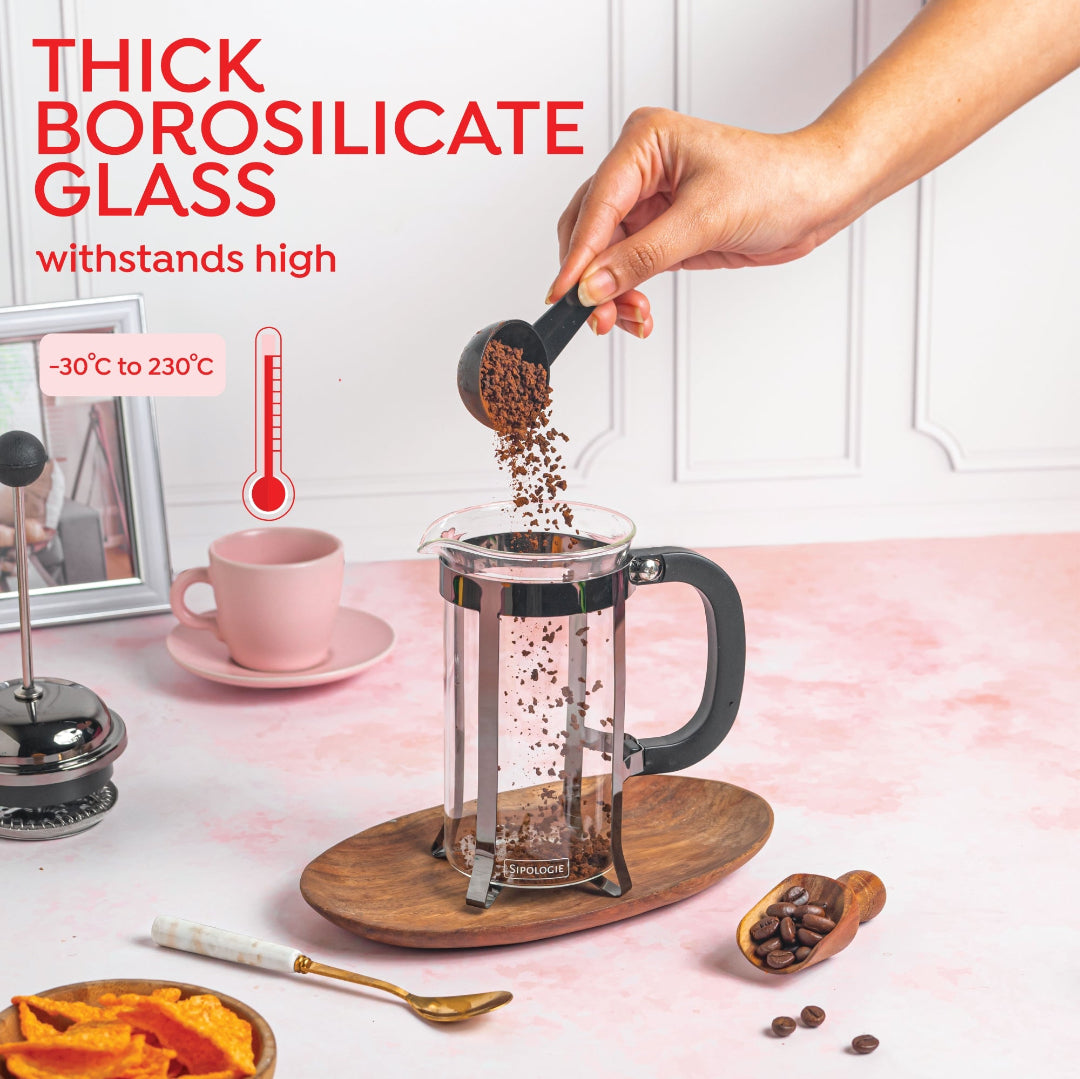 Vintage French Press Coffee Maker, Black - 350ml