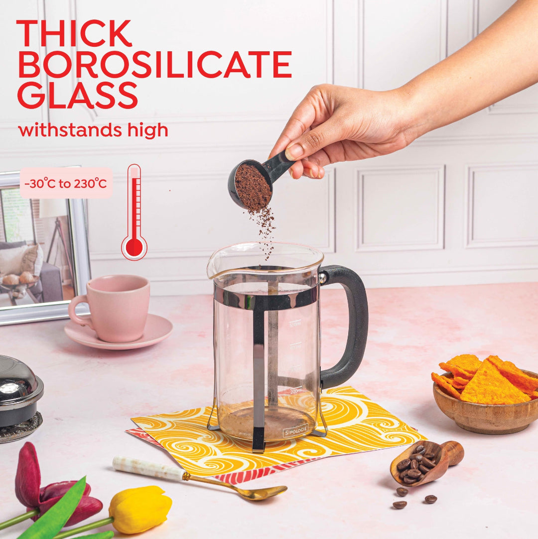 Vintage French Press Coffee Maker, Black - 600ml