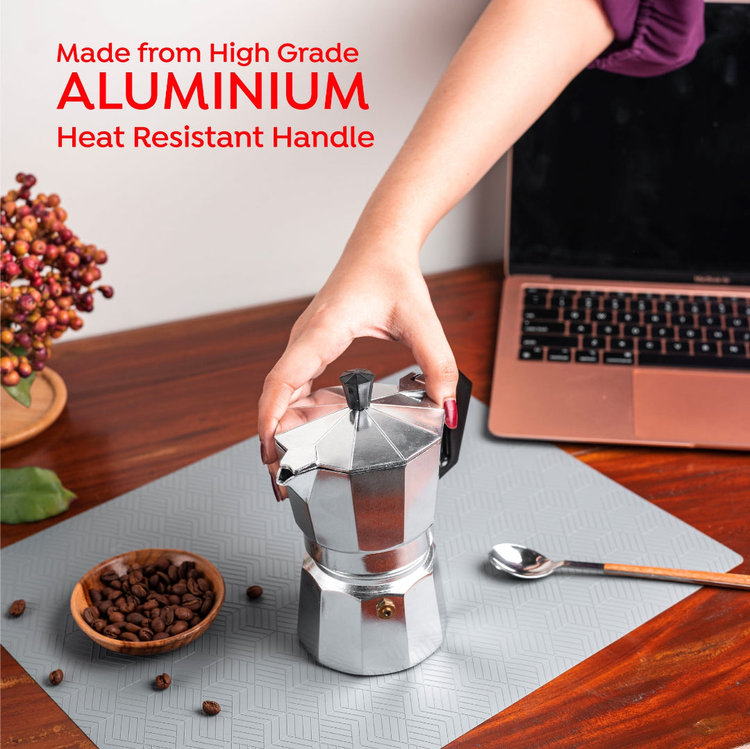 Roma Moka Pot Espresso Maker, Silver - 180 ml