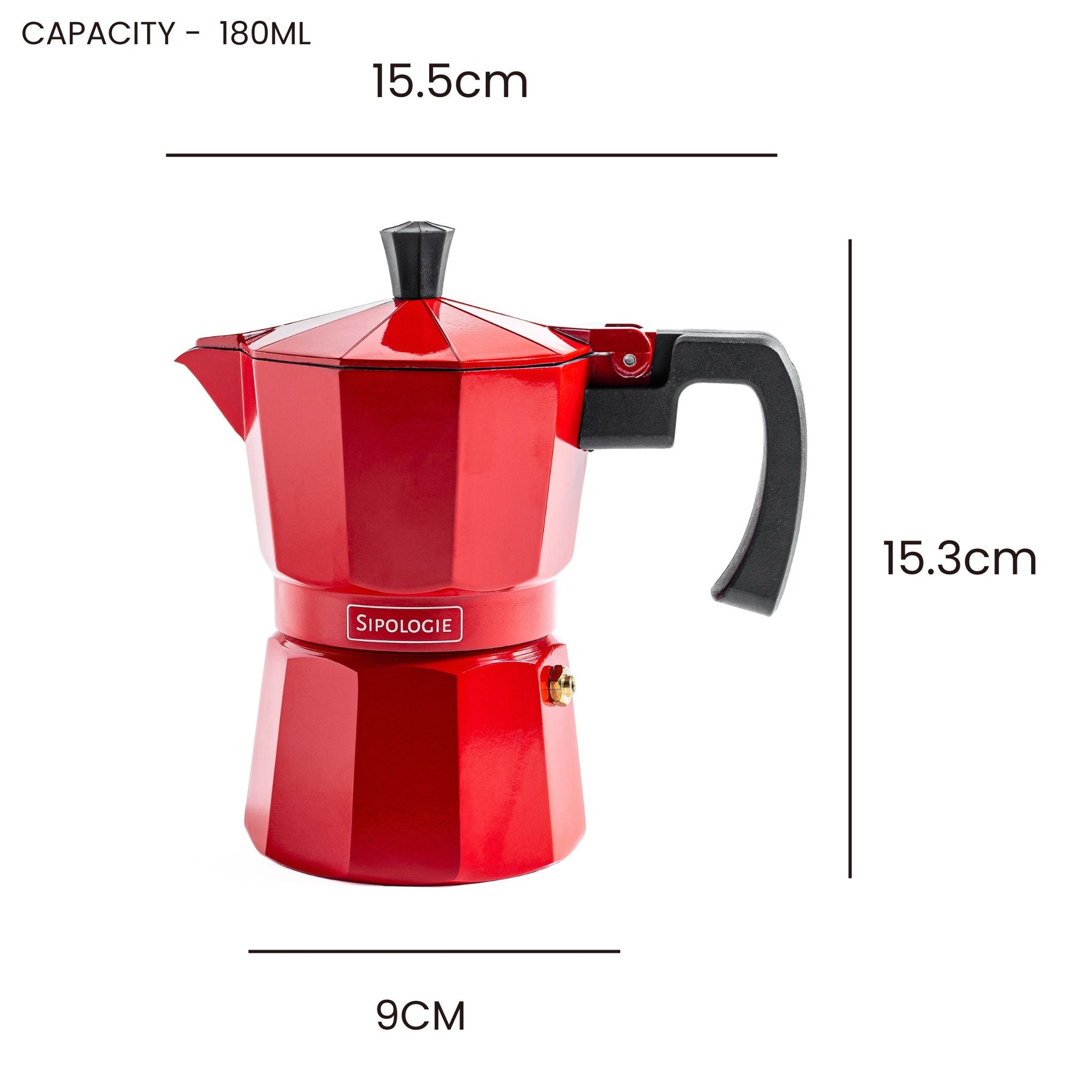 Roma Moka Pot Espresso Maker, Red - 180 ml