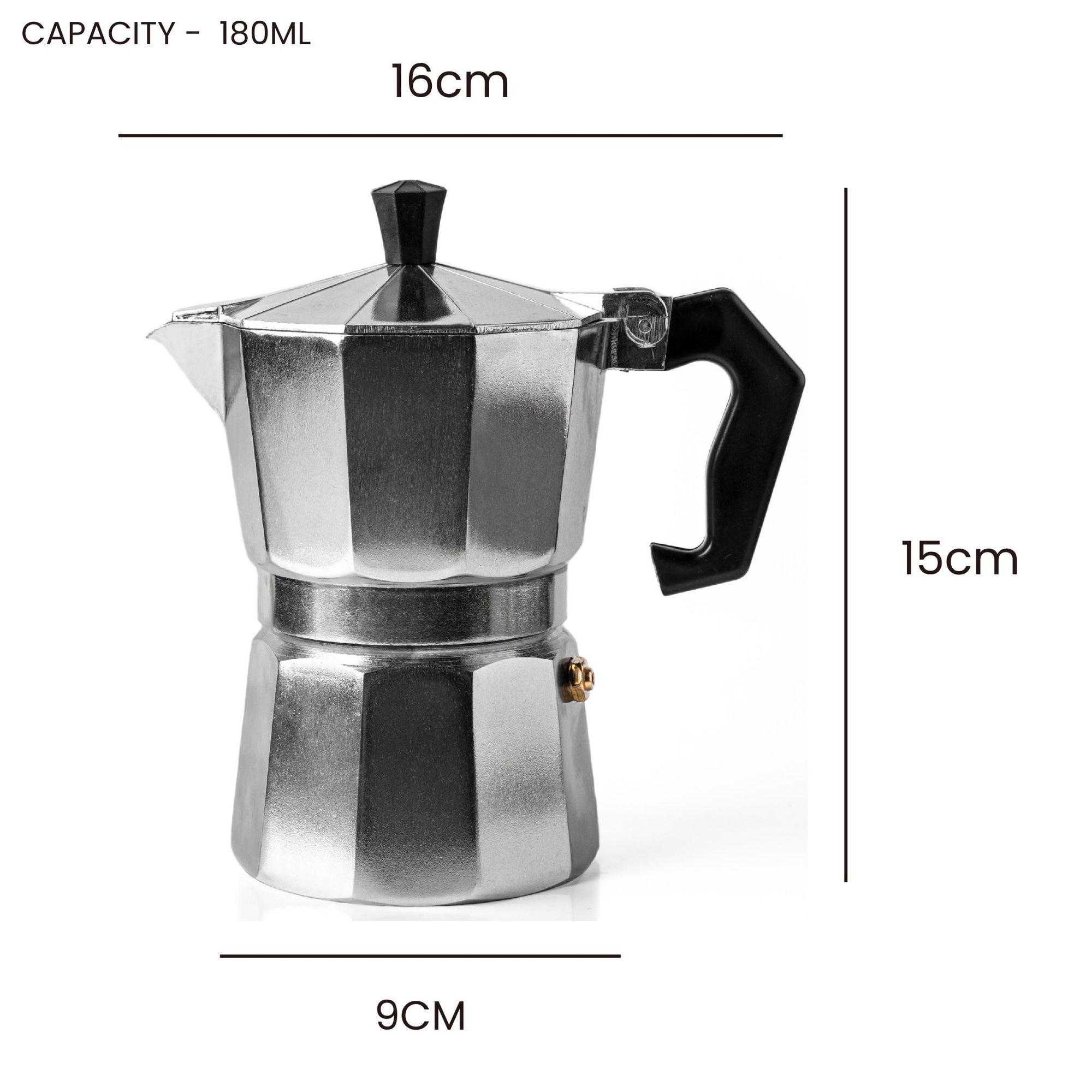 Roma Moka Pot Espresso Maker, Silver - 180 ml