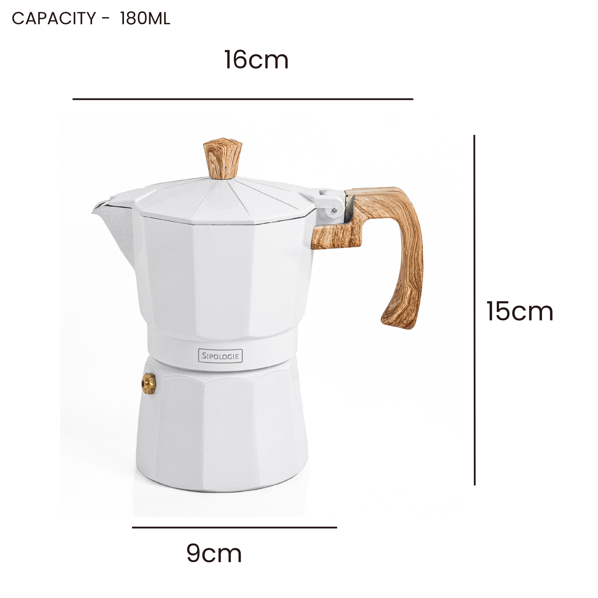 Roma Moka Pot Espresso Maker, White - 180 ml
