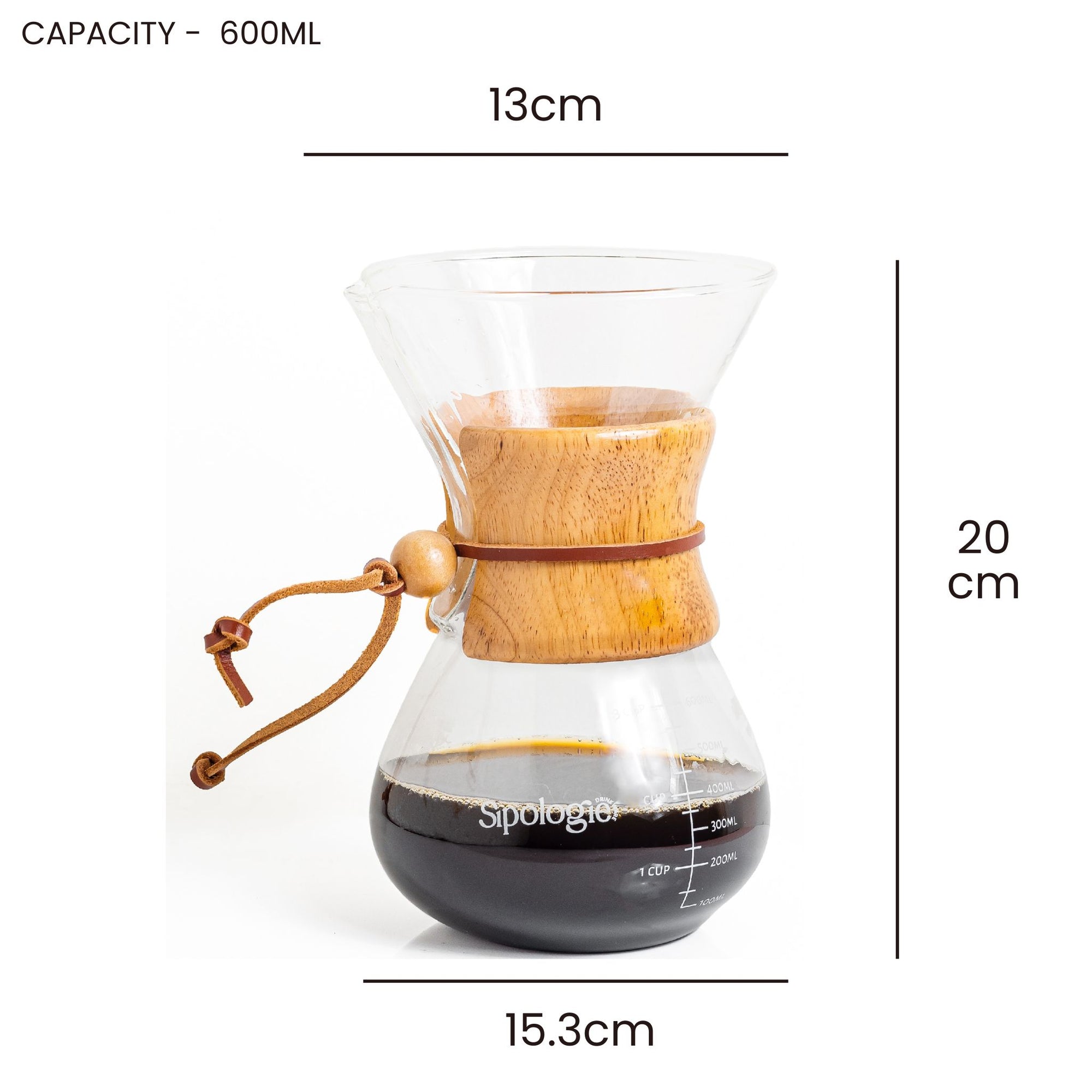 Chemex Pour Over Drip Coffee Maker - 600ml