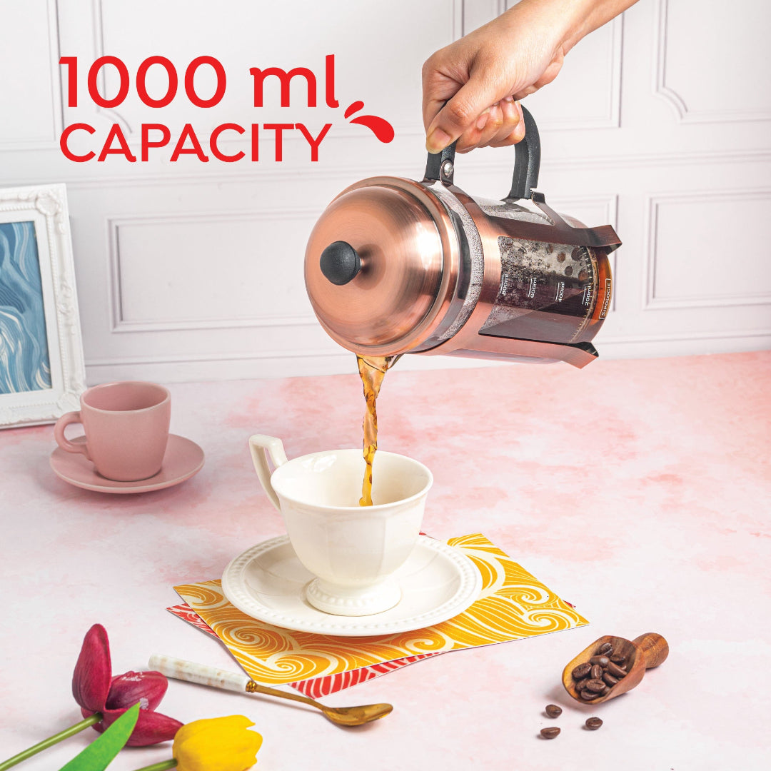 Vintage French Press Coffee Maker, Copper 1000ml