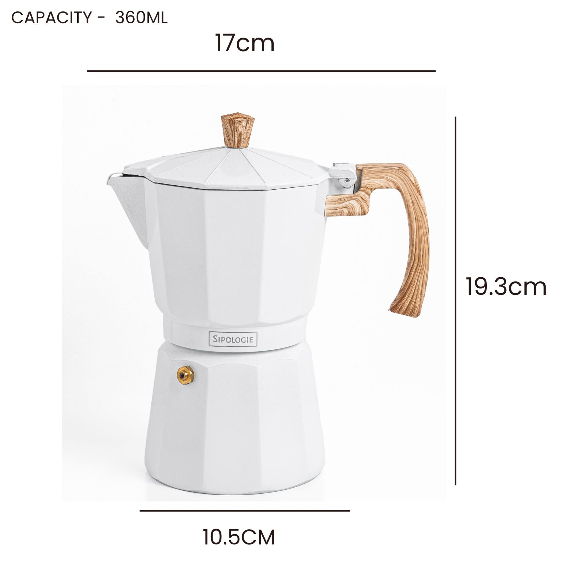 Roma Moka Pot Espresso Maker, White - 360 ml