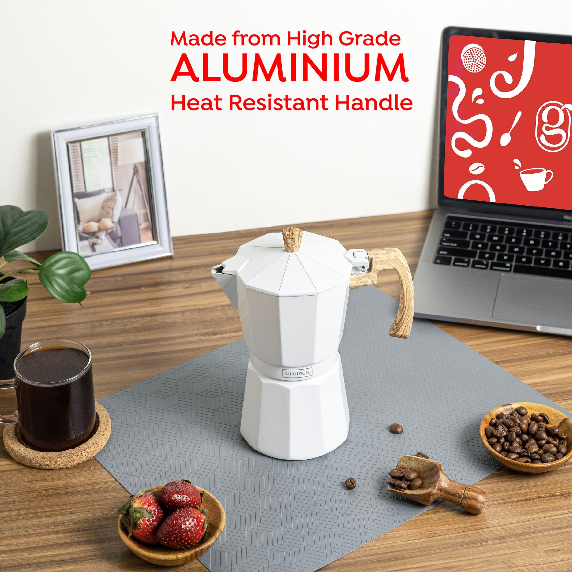 Roma Moka Pot Espresso Maker, White - 360 ml