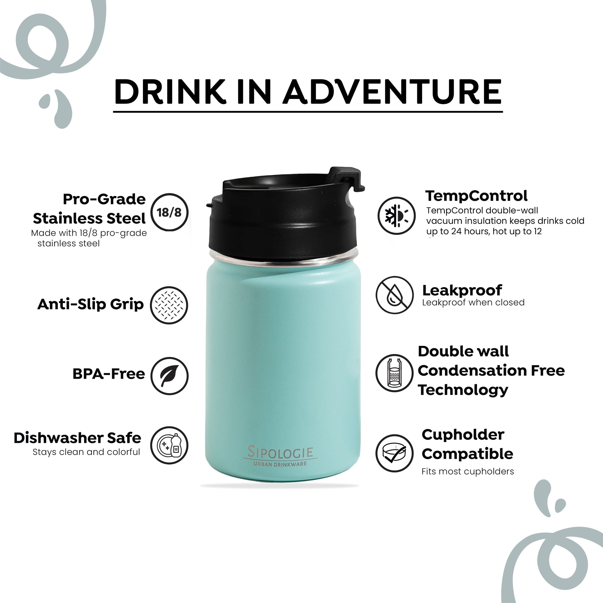 TravelBrew Insulated Tumbler, Seafoam Green - 260ml