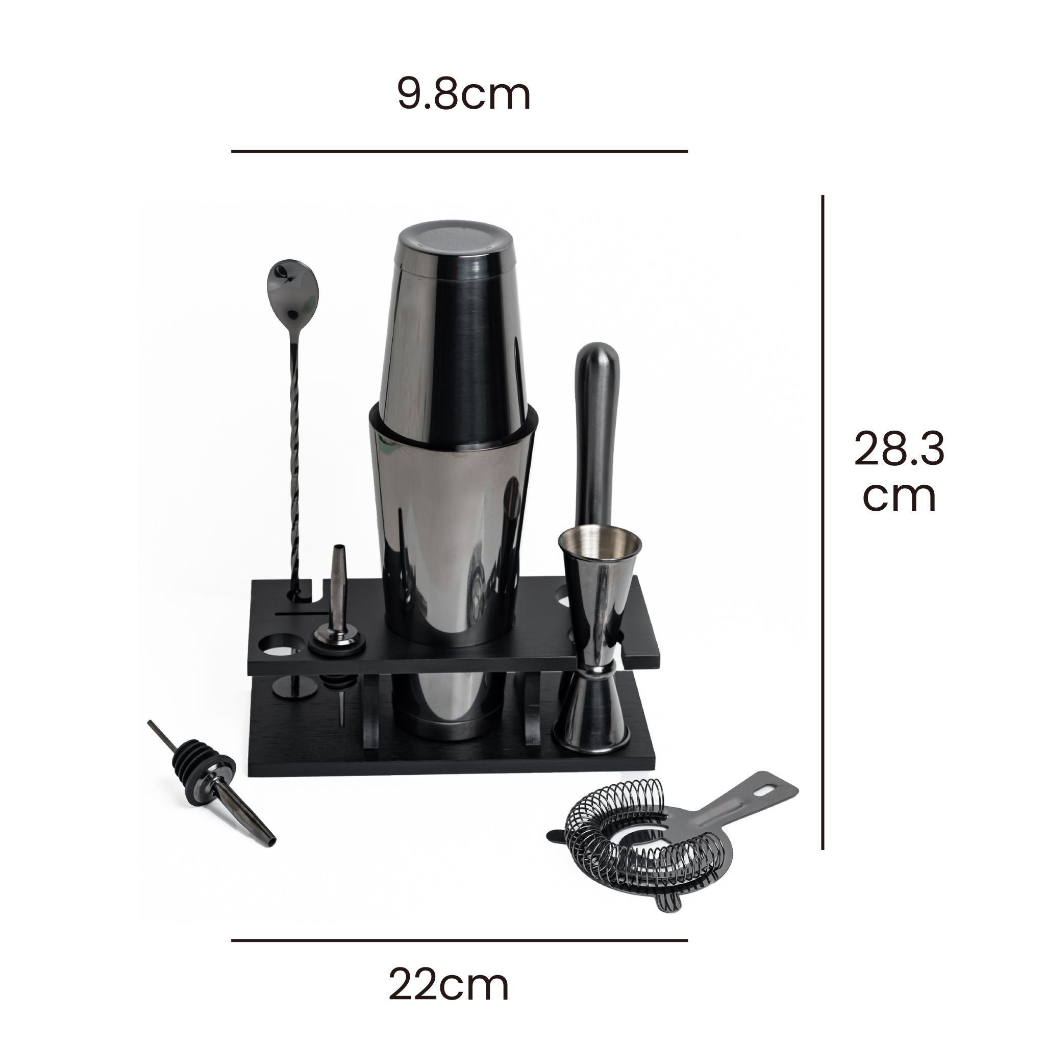Professional Bar Set, Black - 9pc