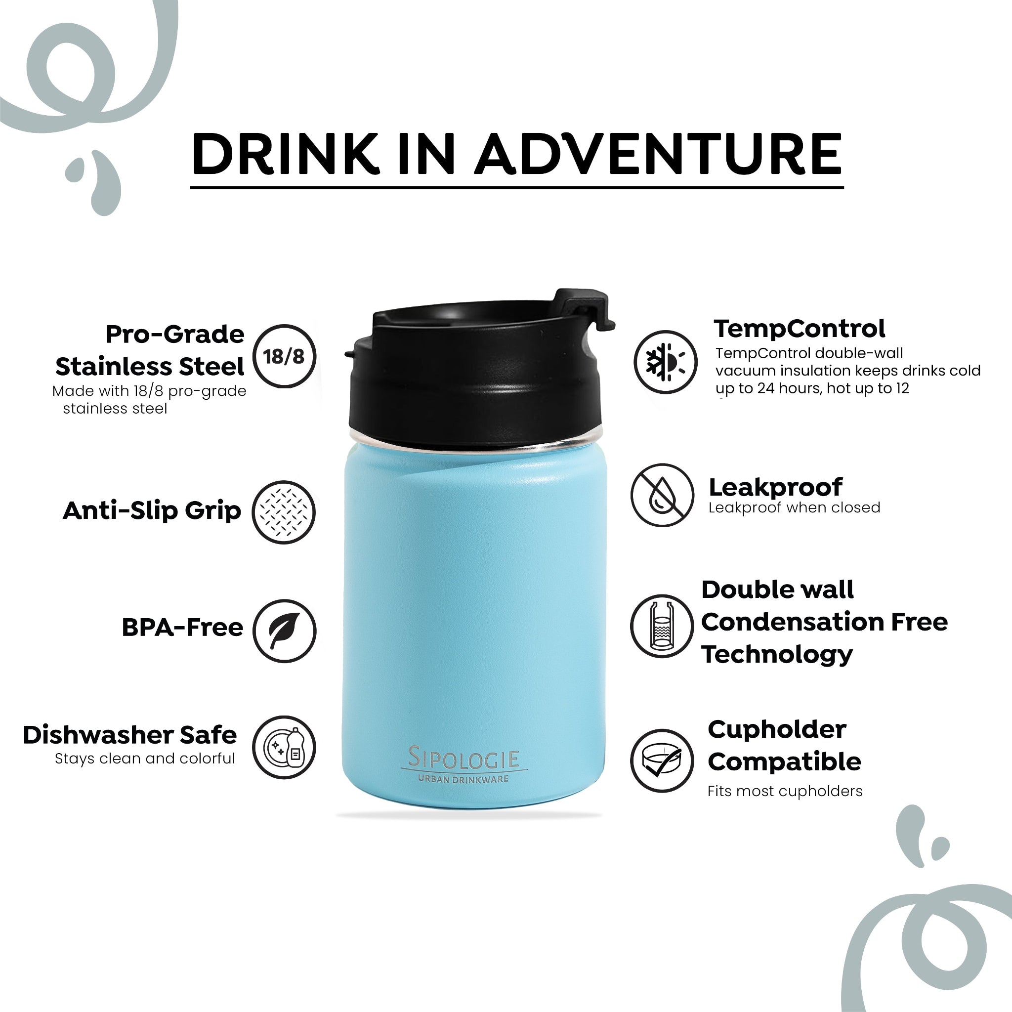 TravelBrew Insulated Tumbler, Lagoon Blue - 260ml
