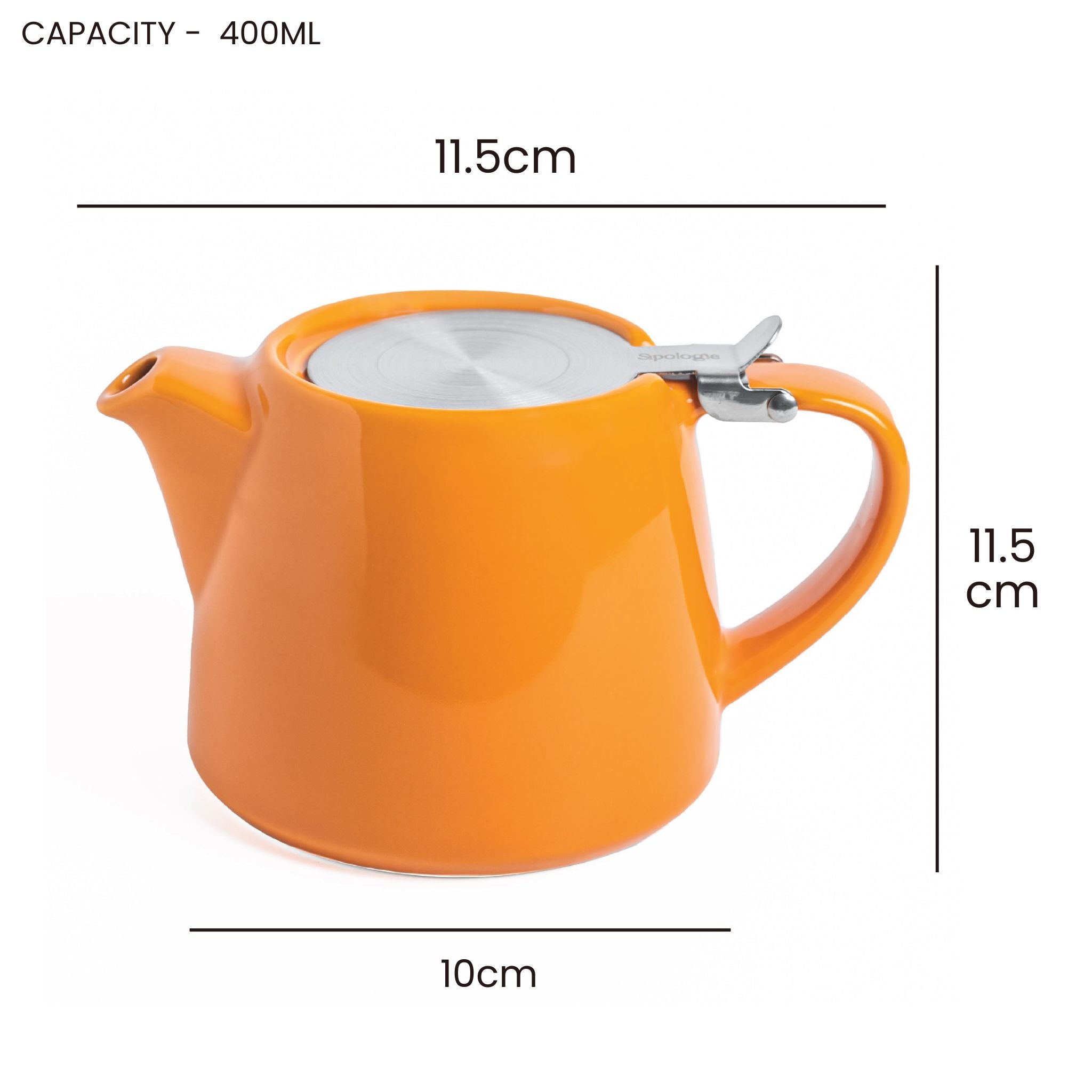 Artisan Ceramic Tea Pot with Infuser, Mandarin - 400 ml