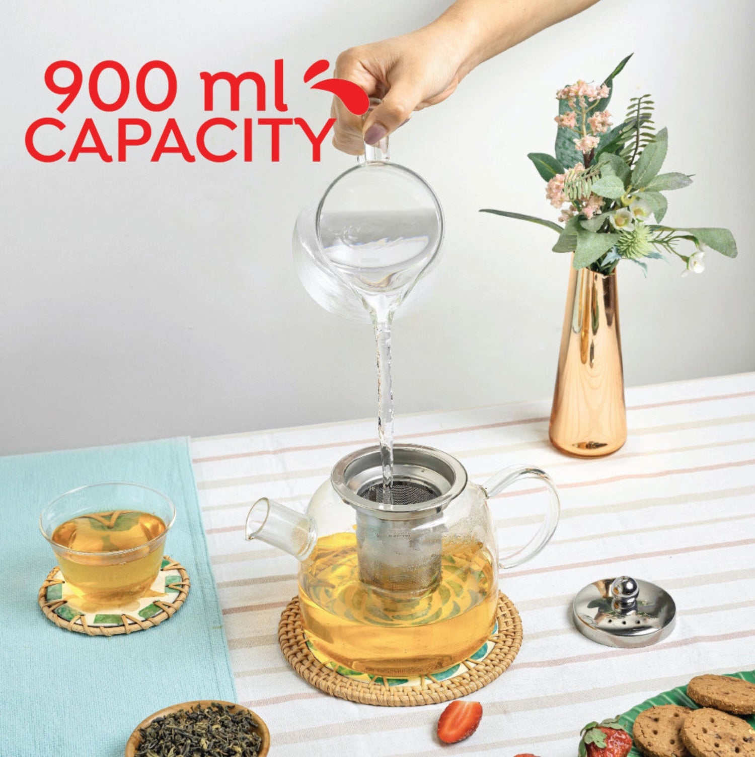 Inspire Glass Tea Pot with Infuser - 900 ml