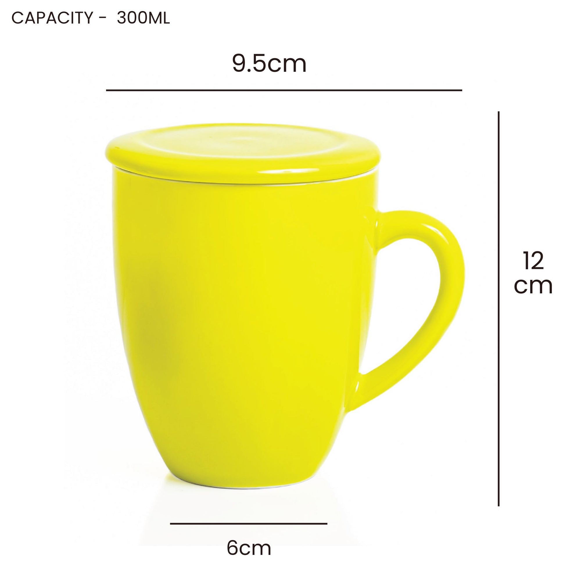 Artisan Ceramic Tea Mug with Infuser, Green - 300ml