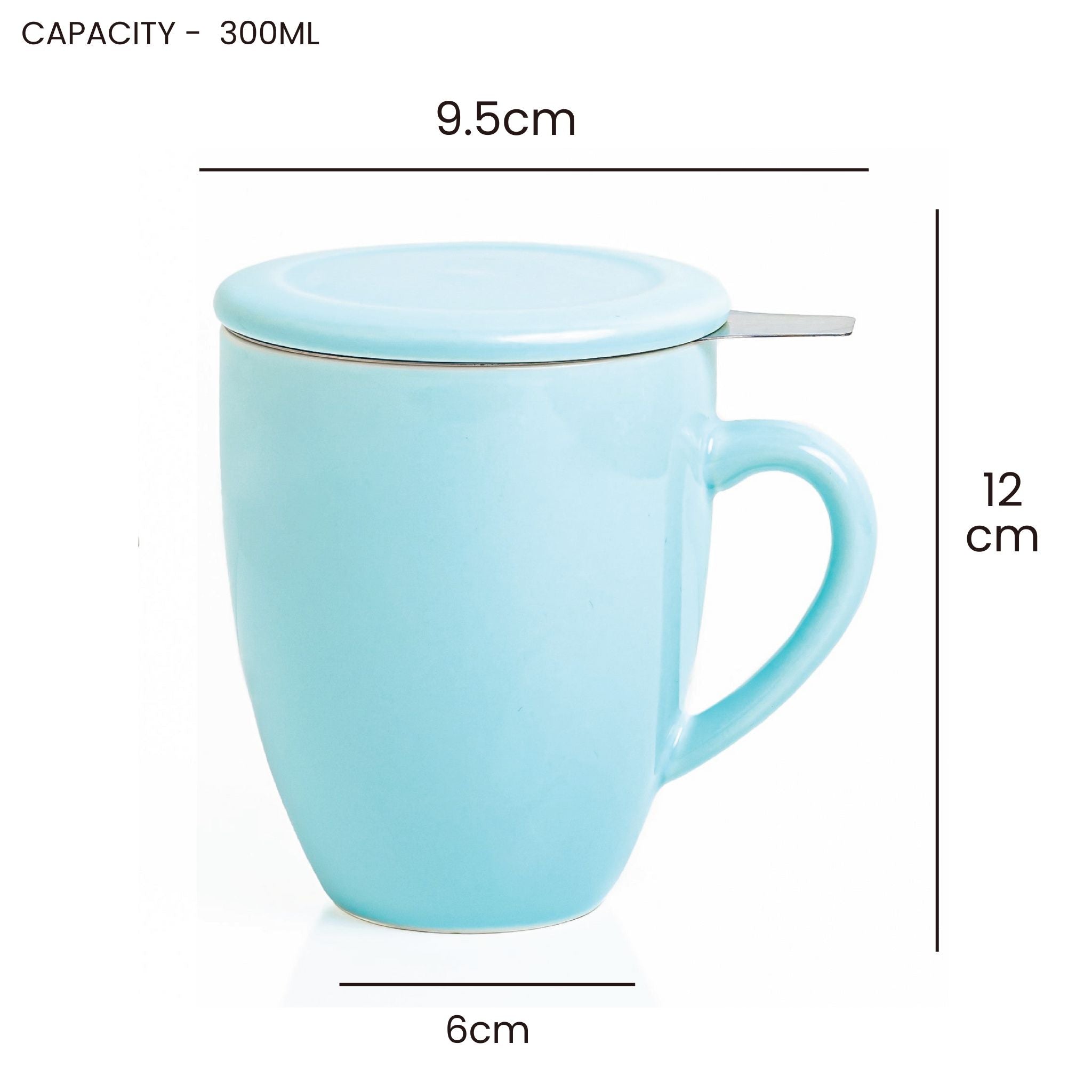 Artisan Ceramic Tea Mug with Infuser, Blue - 300ml