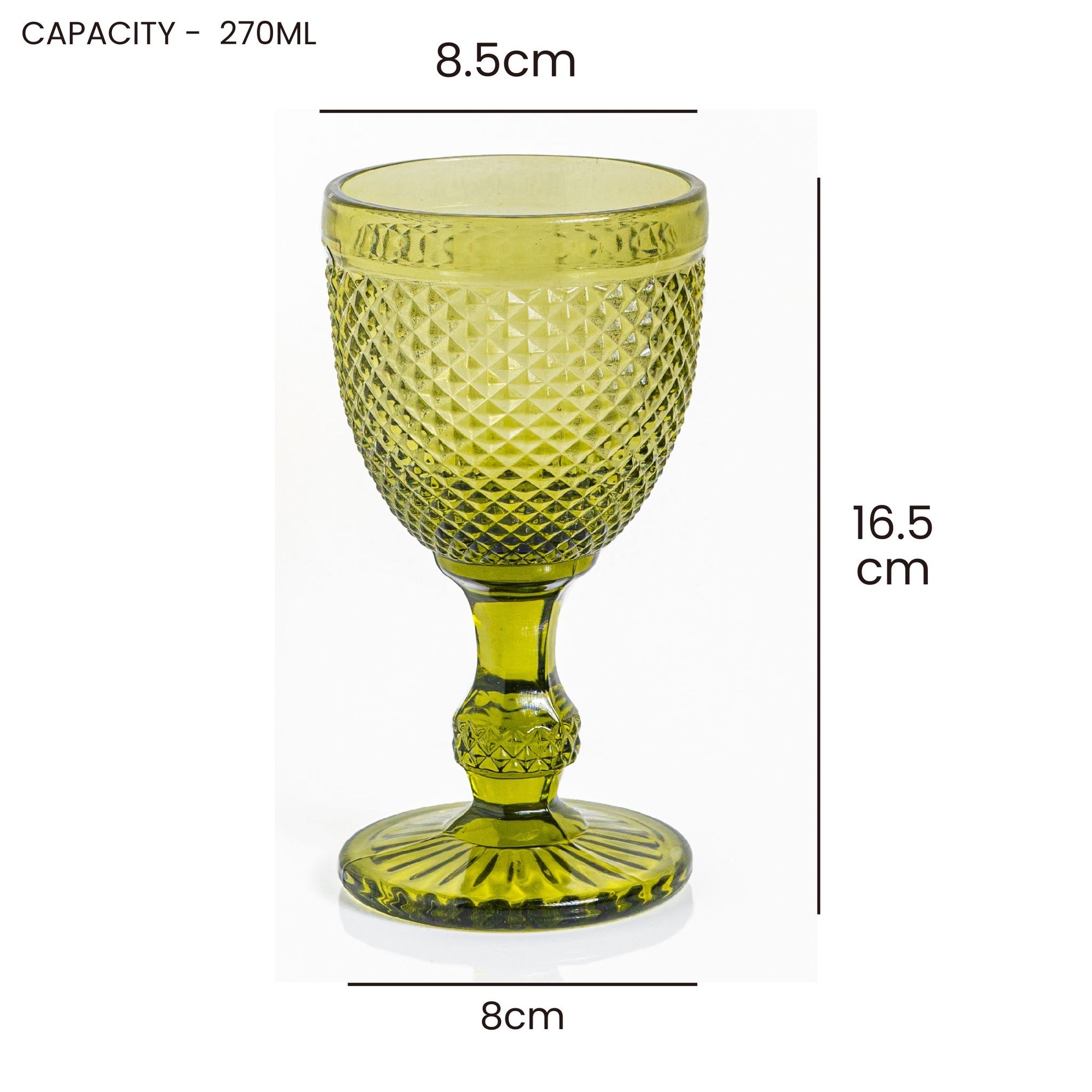 King’s Goblet Wine Glass 270ml - Set of 2, Green