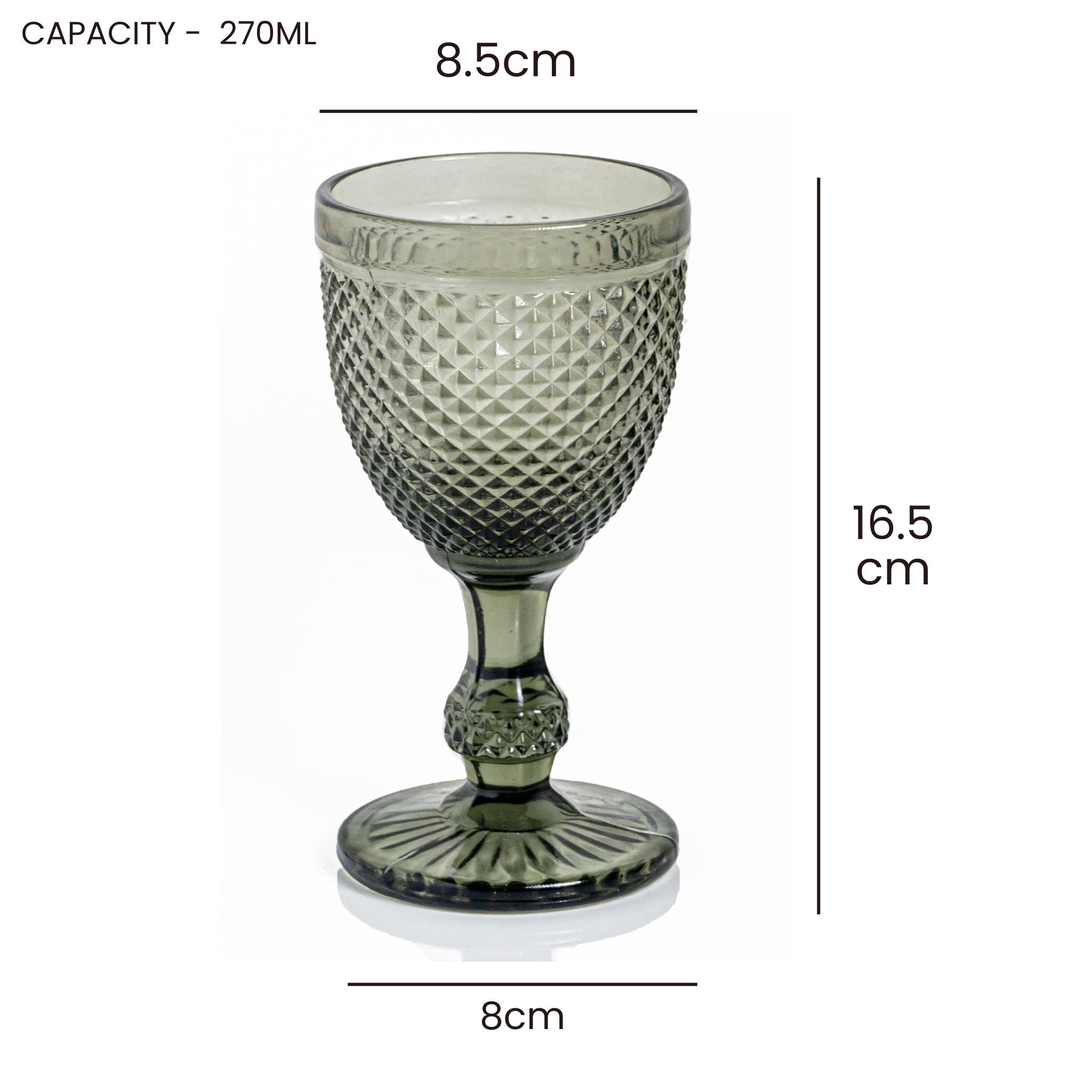 King’s Goblet Wine Glass 270ml - Set of 2, Smoke
