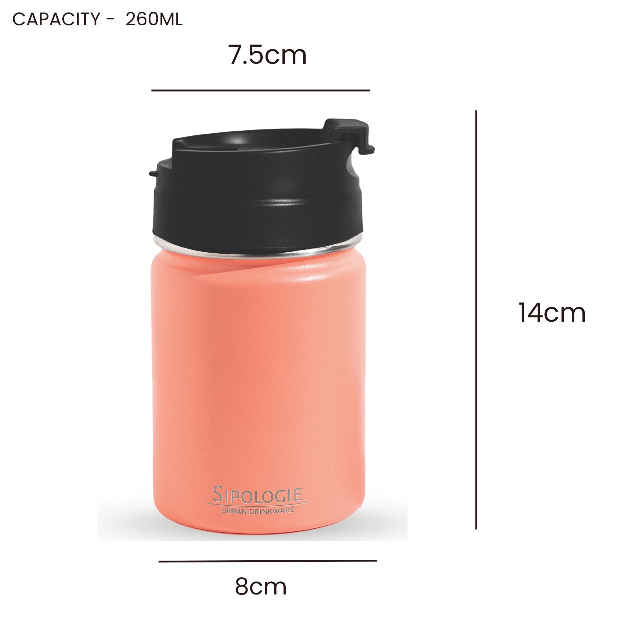 TravelBrew Insulated Tumbler, Coral - 260ml