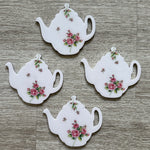 B&B Teapot Coasters With Roses, Set of 4