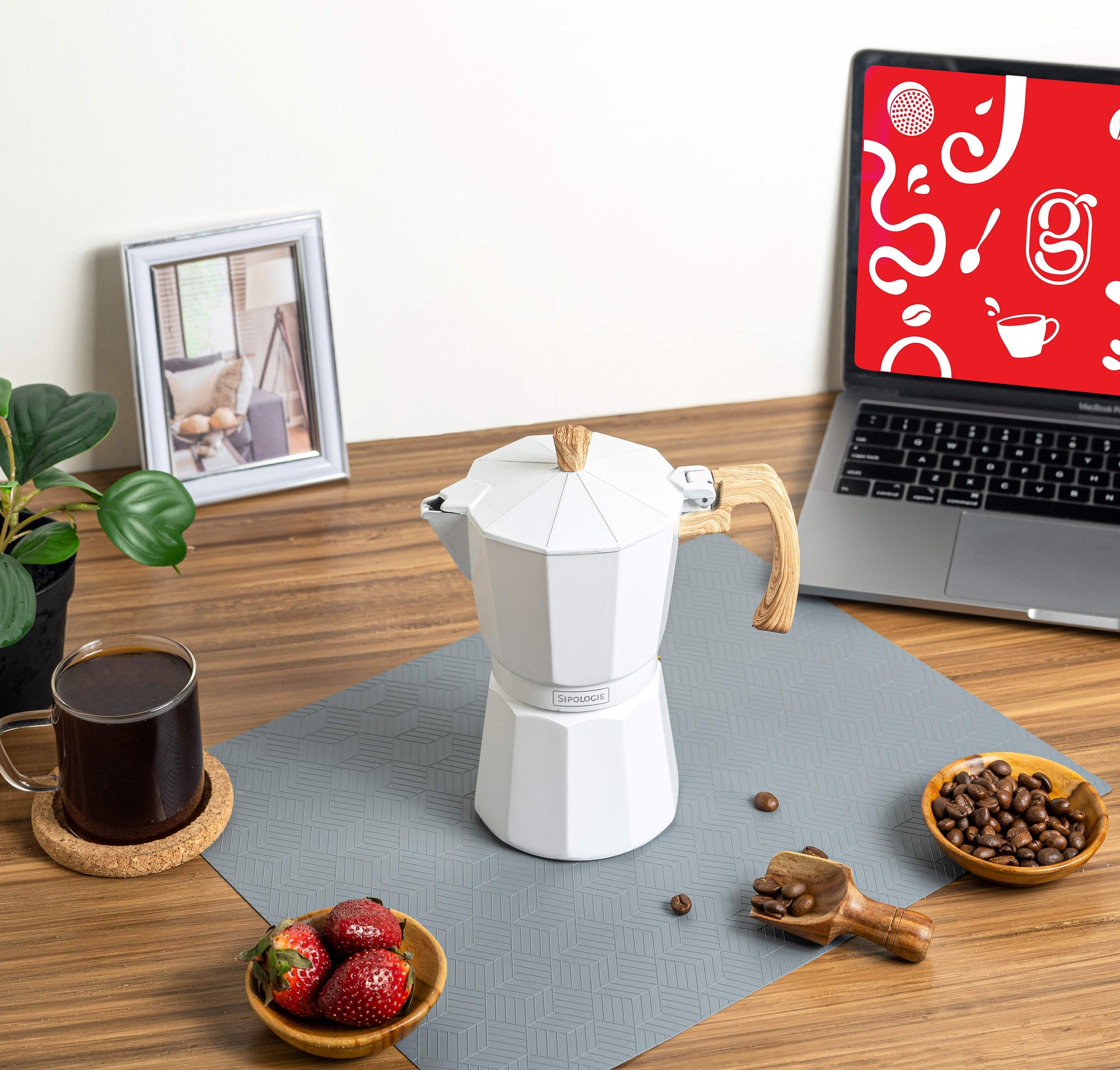 Roma Moka Pot Espresso Maker, White - 360 ml
