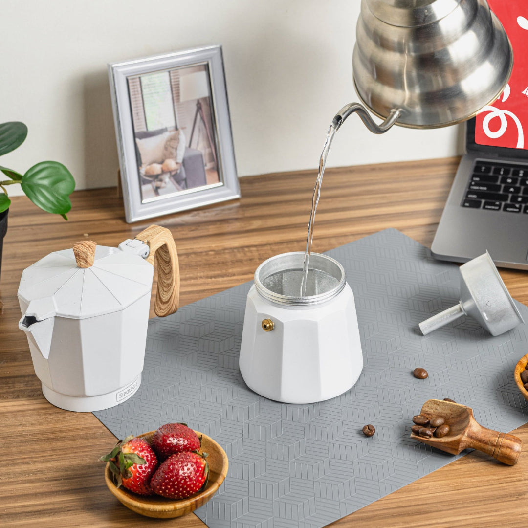 Roma Moka Pot Espresso Maker, White - 360 ml