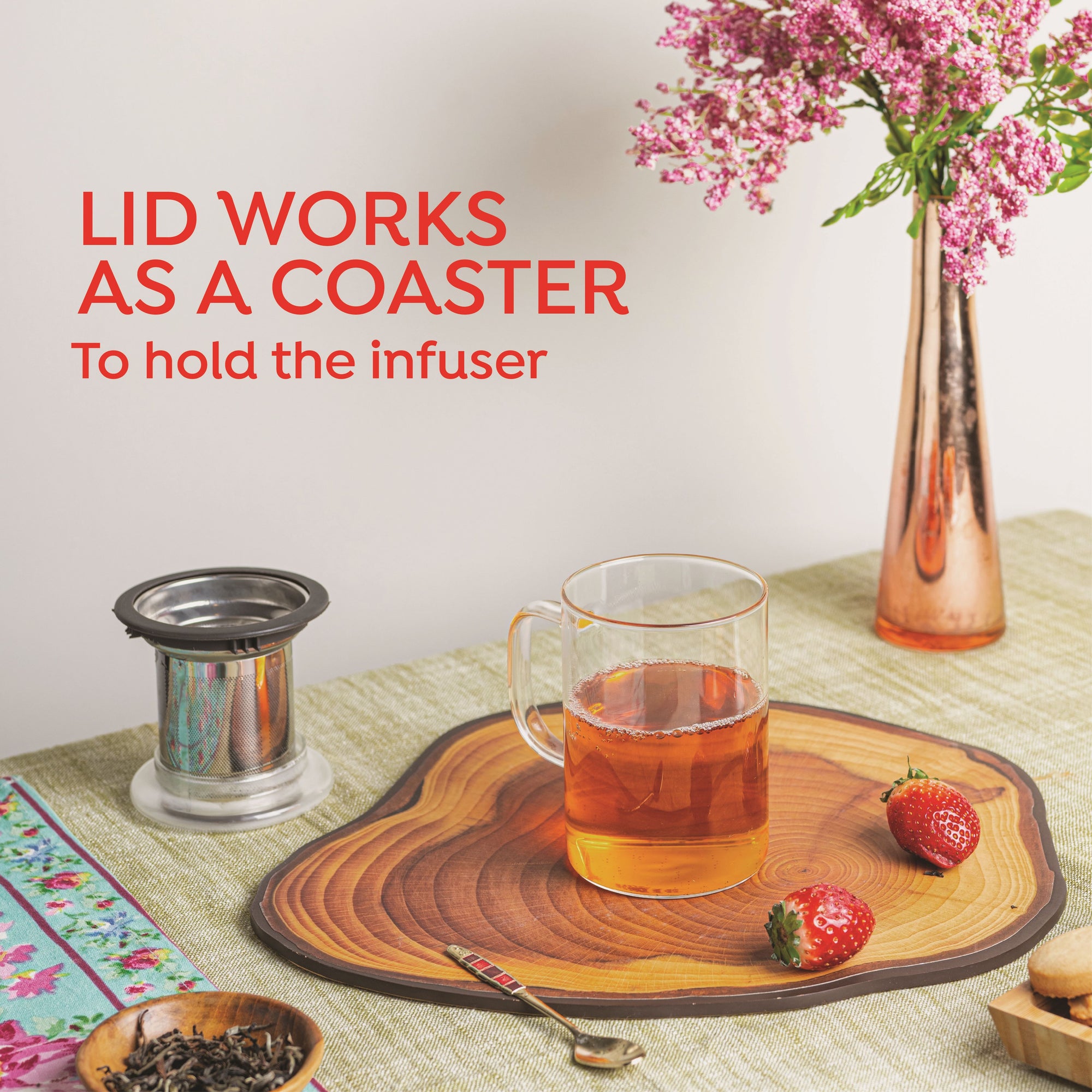Inspire Glass Tea Mug with Infuser - 350ml