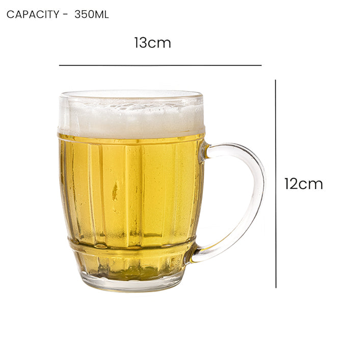Happy Hour Beer Mug 350ml - Set of 2, Barrel Grid
