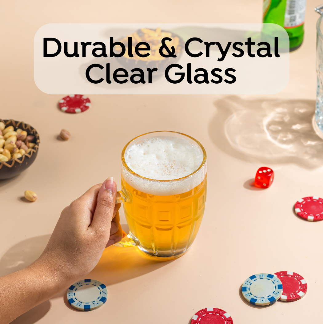 Happy Hour Beer Mug 350ml - Set of 2, Barrel Grid