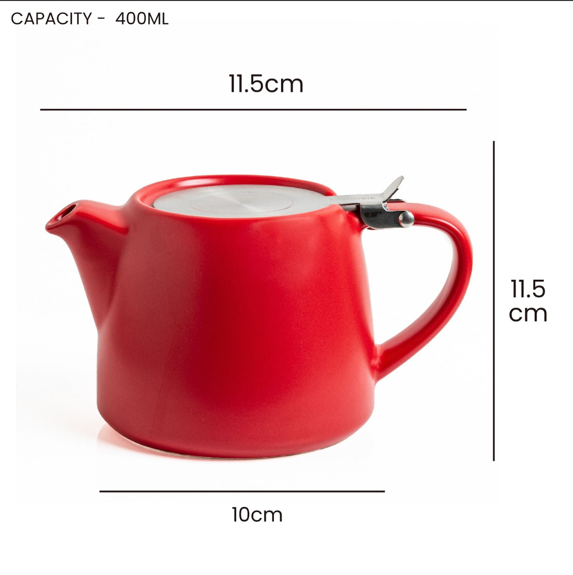 Artisan Ceramic Tea Pot with Infuser, Red - 400ml