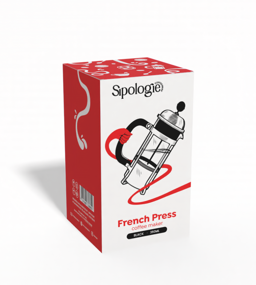 Vintage French Press Coffee Maker, Black - 350ml