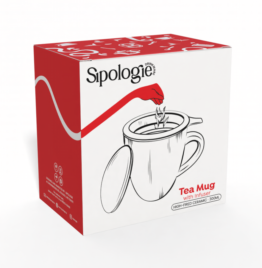 Artisan Ceramic Tea Mug with Infuser, Green - 300ml