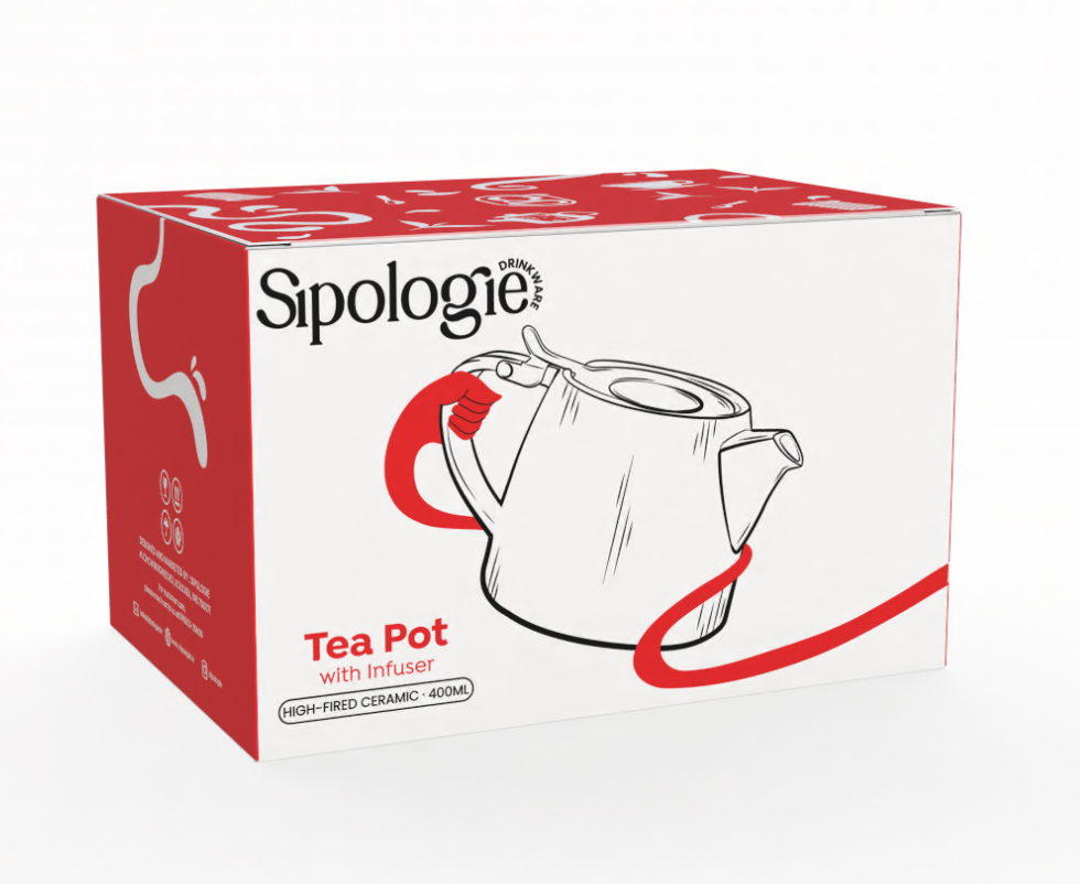 Artisan Ceramic Tea Pot with Infuser, White - 400ml