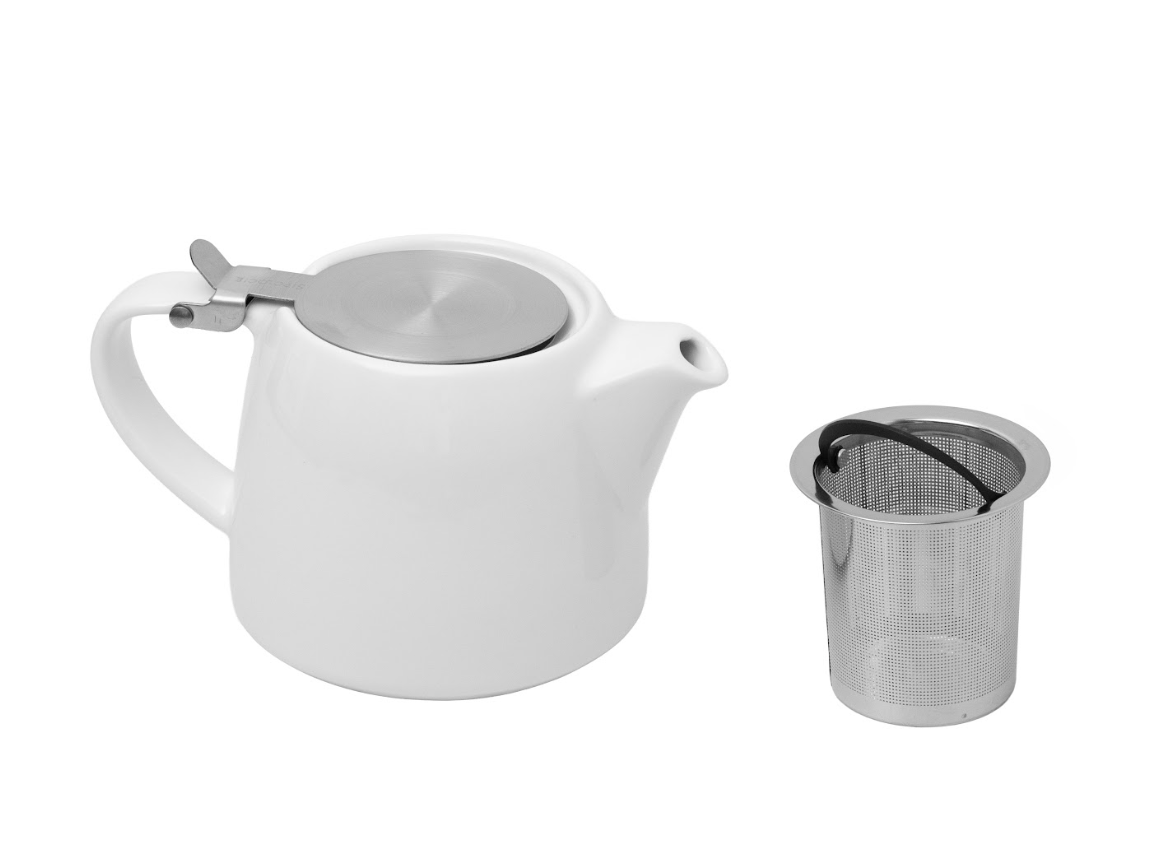Artisan Ceramic Tea Pot with Infuser, White - 400ml