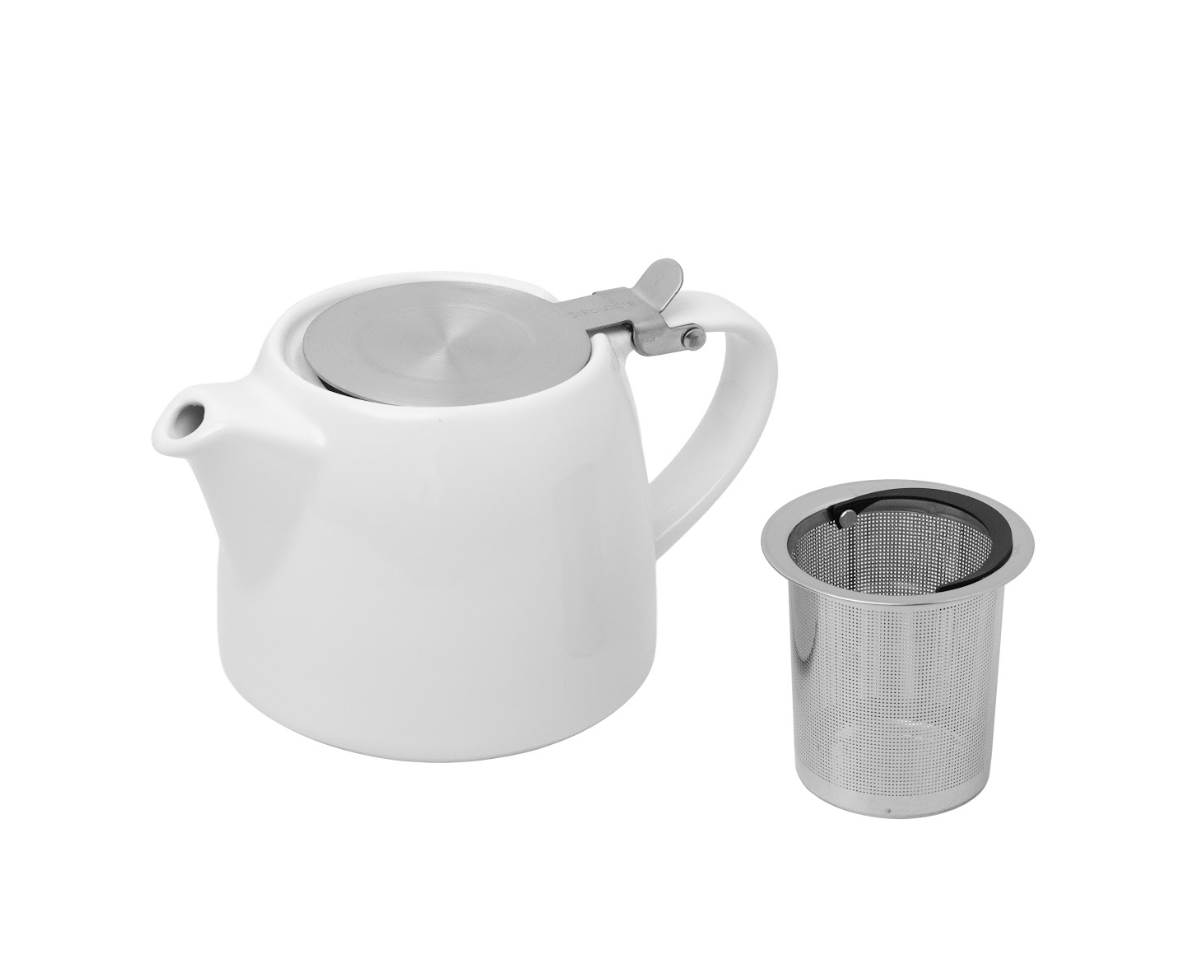 Artisan Ceramic Tea Pot with Infuser, White - 400ml