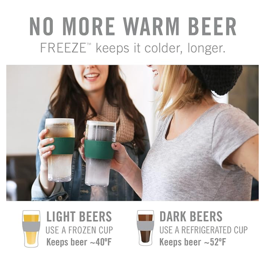 Host Beer Freeze Tumbler, 16oz, Set of 2 - Green