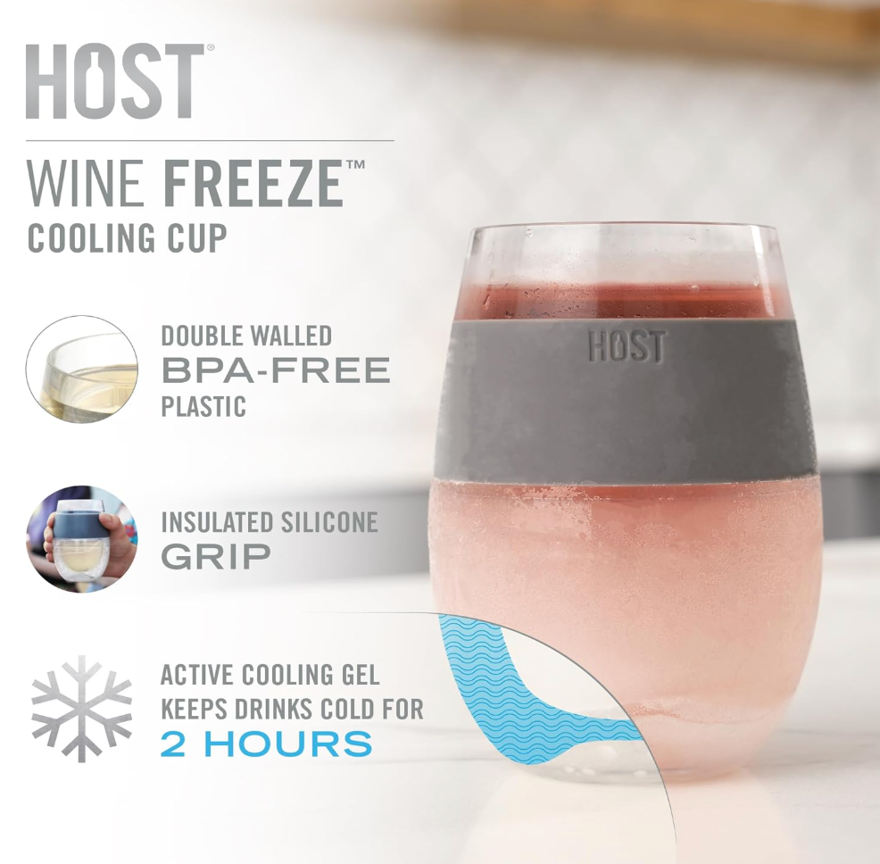 HOST Wine Freeze Gel Wine Glass, Set of 1, 8.5 oz - Pink