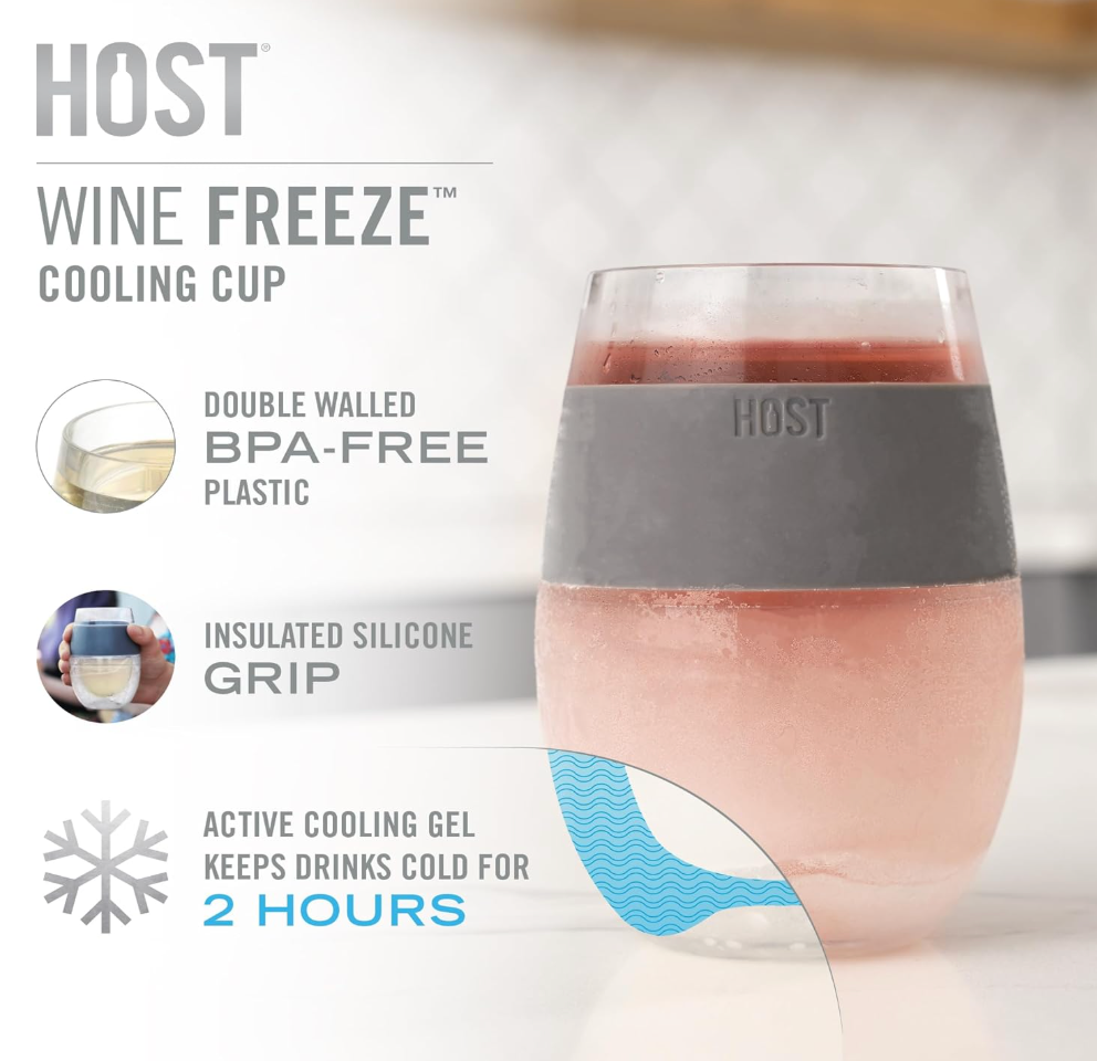 HOST Wine Freeze Gel Wine Glass, Set of 1, 8.5 oz - Translucent Magenta