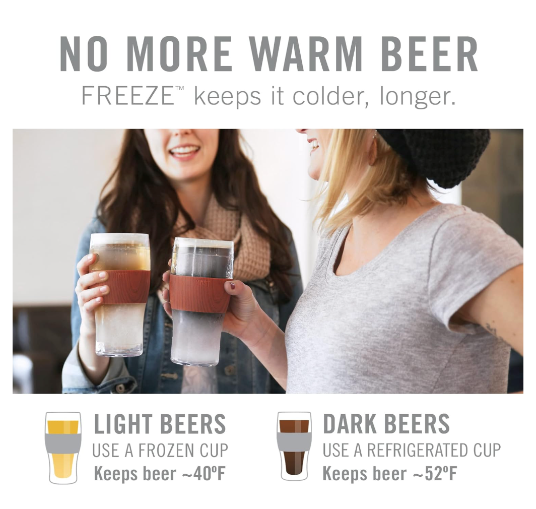 Host Beer Freeze Tumbler, 16oz, Set of 2 - Wood