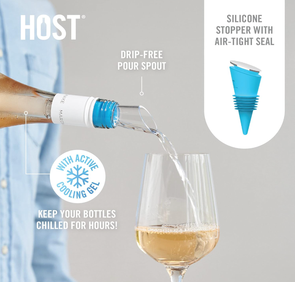 HOST CHILL Cooling Wine Pour Spout - Blue