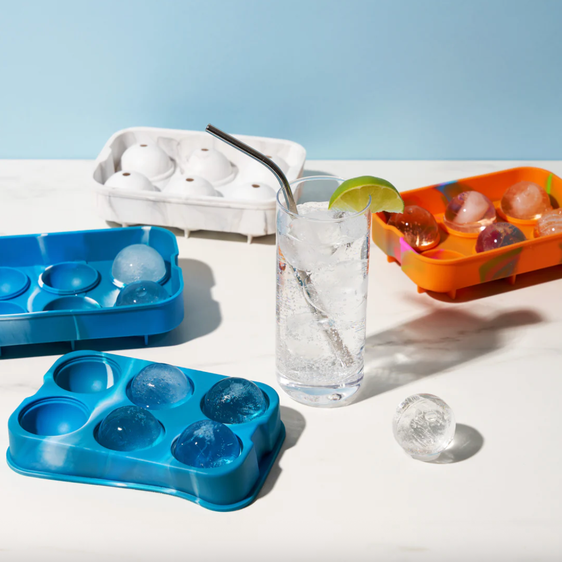 HOST Sphere Ice Cube Tray (6ct) - Coloured Marble