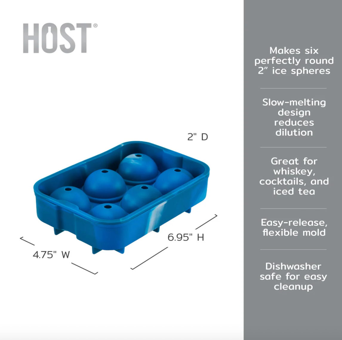 HOST Sphere Ice Cube Tray (6ct) - Blue Marble