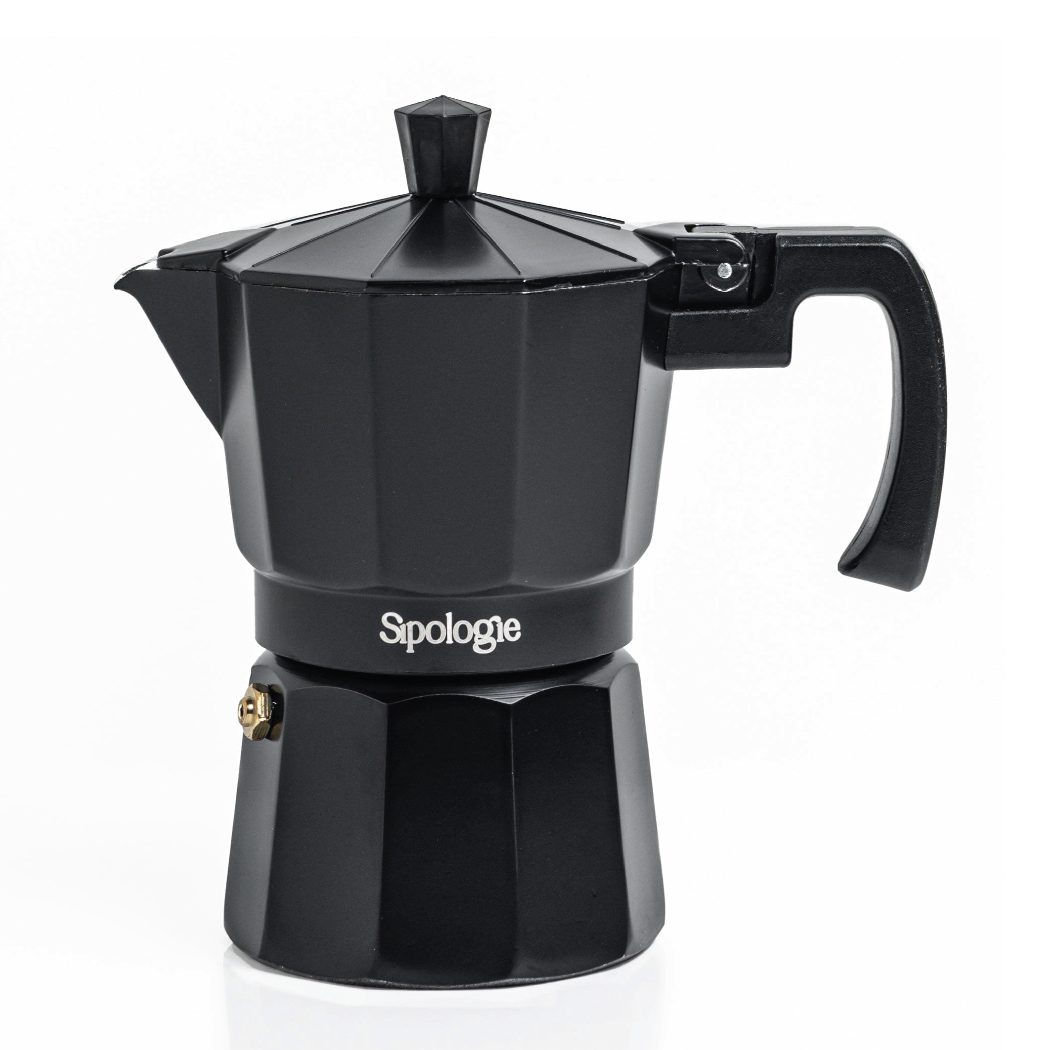 Roma Moka Pot Espresso Maker, Black - 180 ml