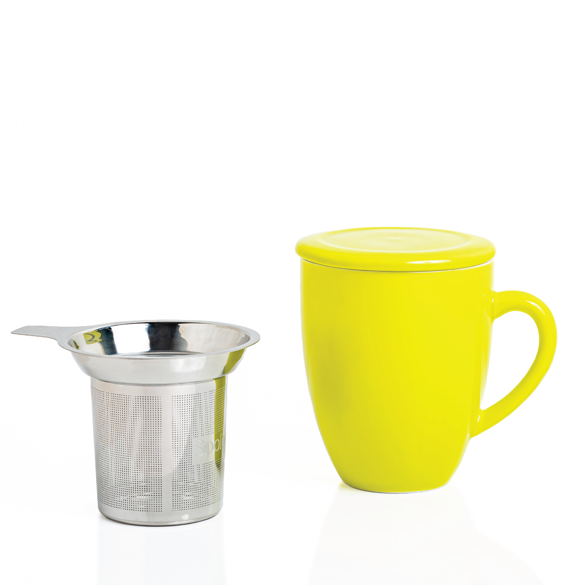 Artisan Ceramic Tea Mug with Infuser, Green - 300ml