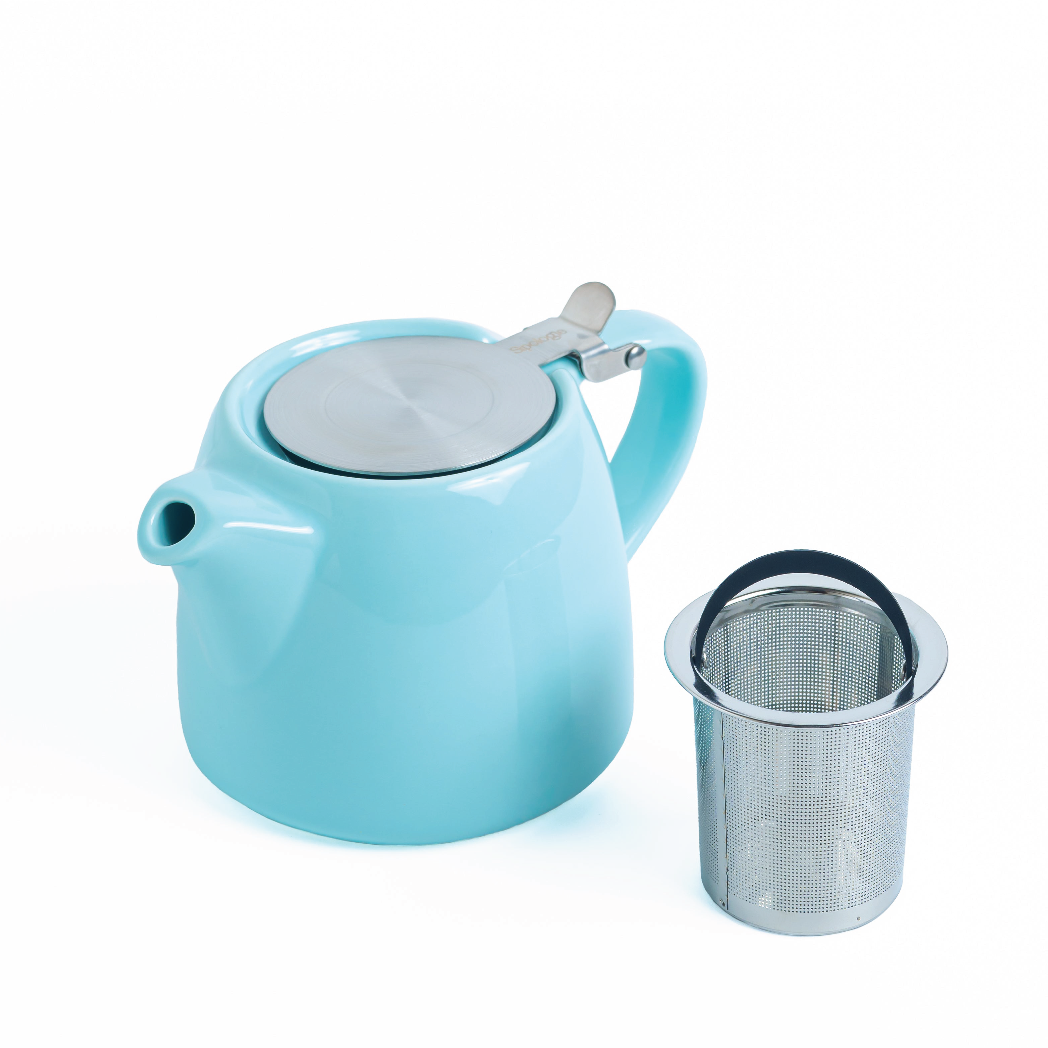 Artisan Ceramic Tea Pot with Infuser, Lagoon Blue - 400ml