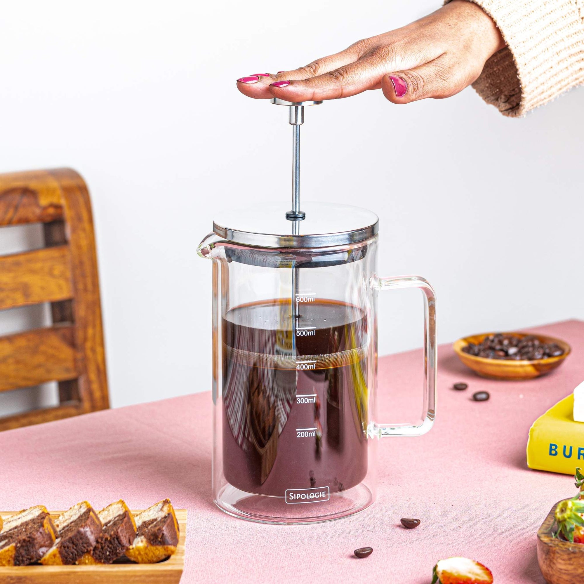 Glasricket Double Wall French Press Coffee Maker - 600ml