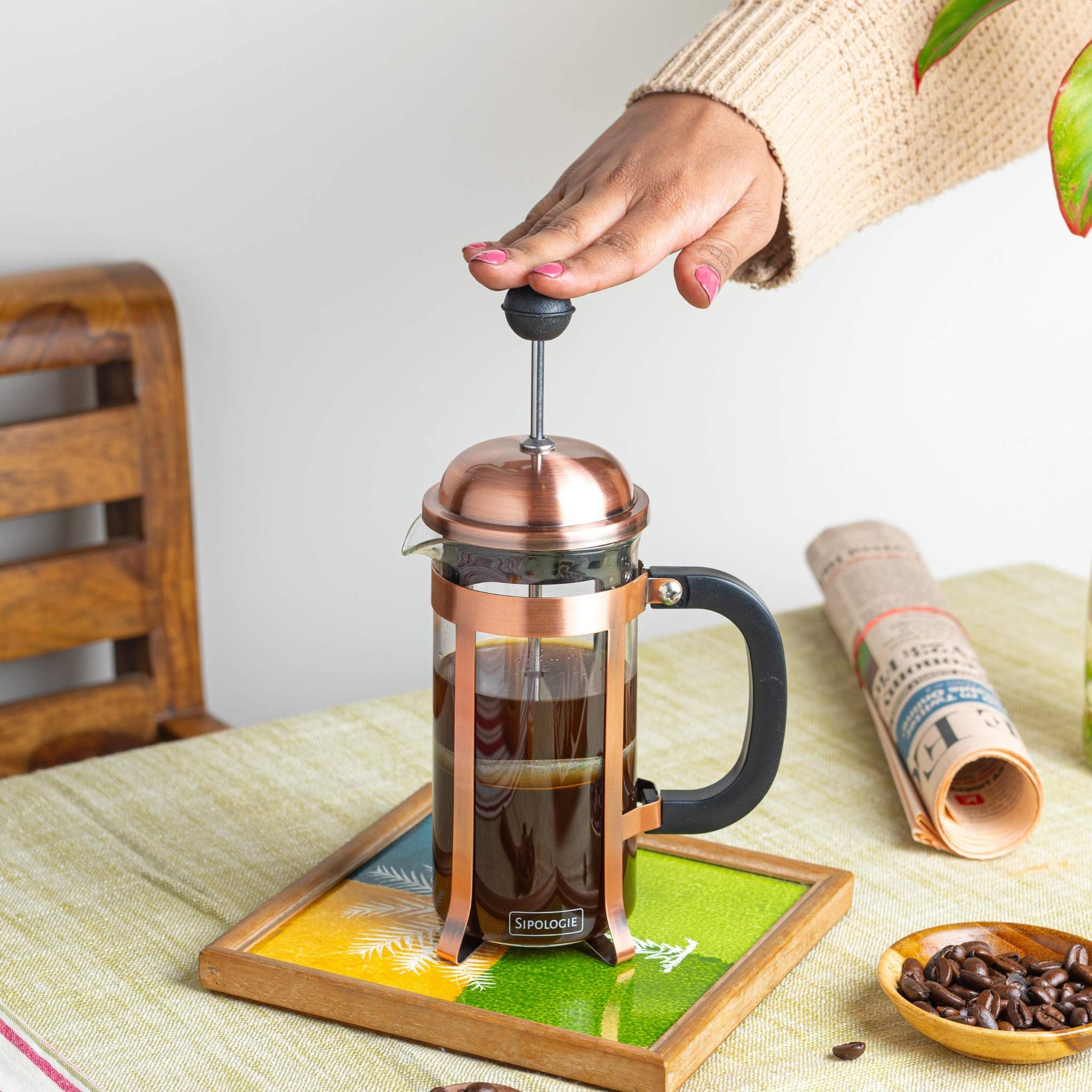 Vintage French Press Coffee Maker, Copper - 350ml