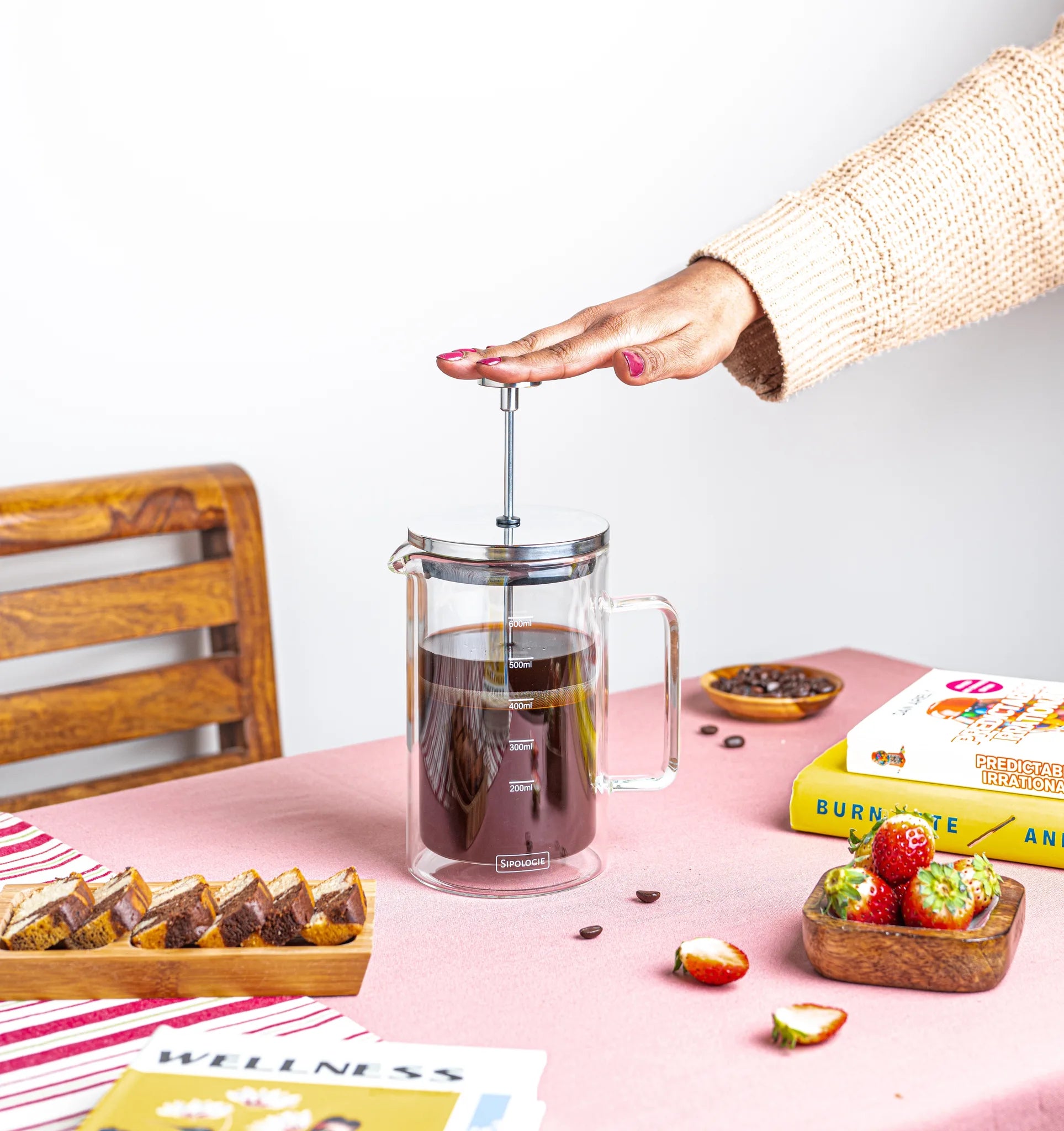Glasricket Double Wall French Press Coffee Maker - 600ml