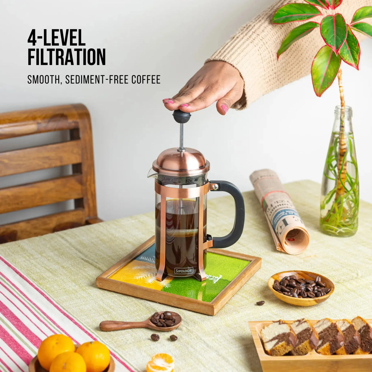 Vintage French Press Coffee Maker — Copper, 350ml