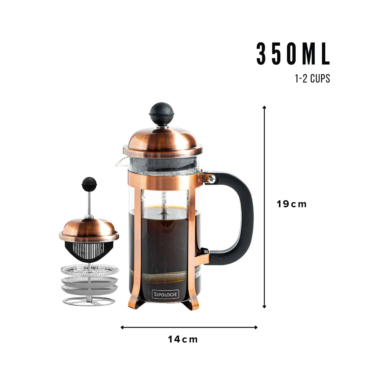 Vintage French Press Coffee Maker — Copper, 350ml