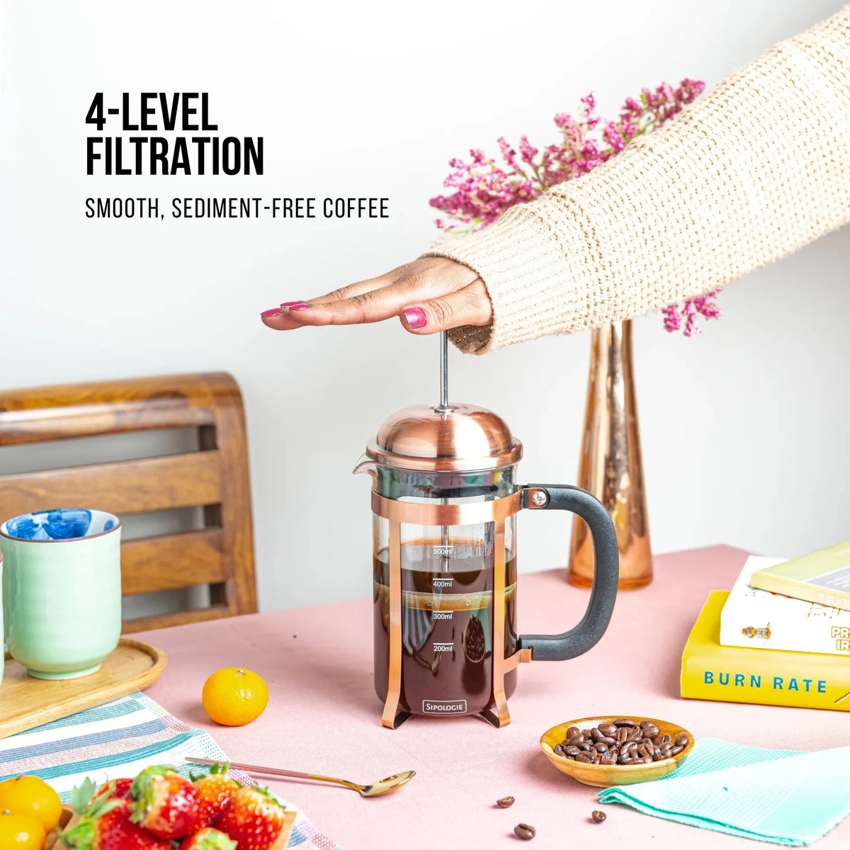 Vintage French Press Coffee Maker — Copper, 600ml